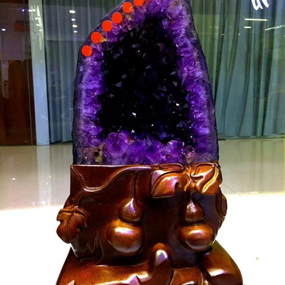 紫水晶洞摆件紫水晶洞原石乌拉圭水晶洞玄关消磁原石摆件