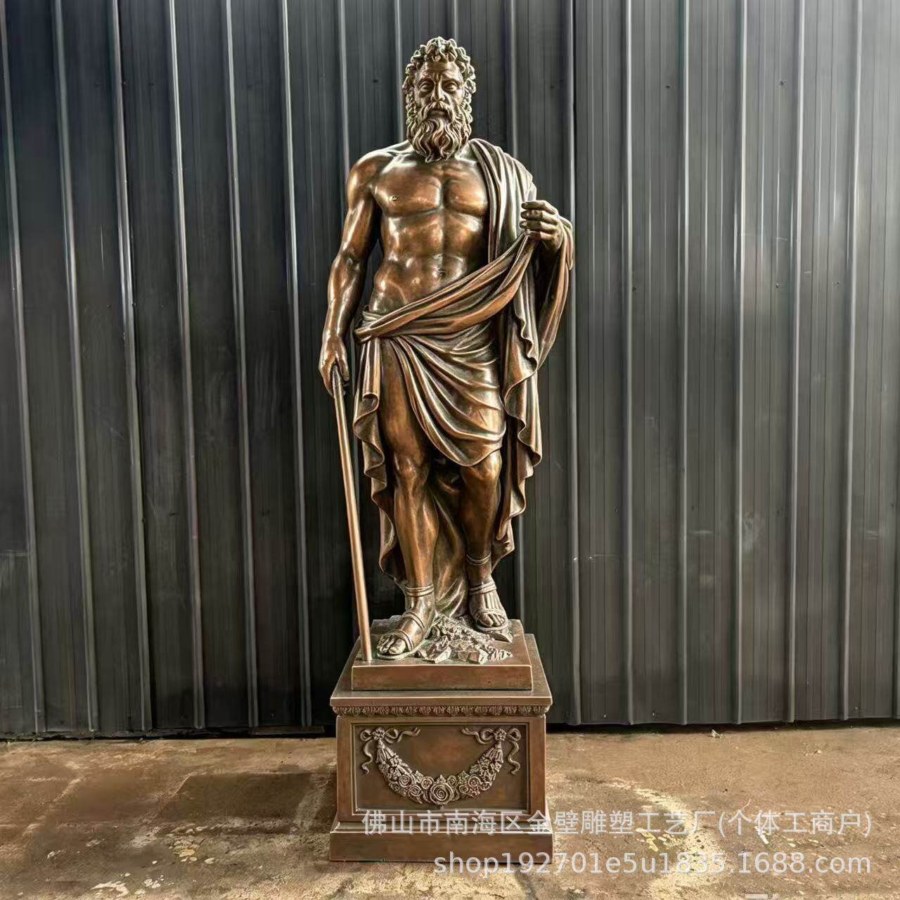 玻璃钢仿铜宙斯雕塑古希腊神话人物欧式圆雕户外广场酒店装饰摆件