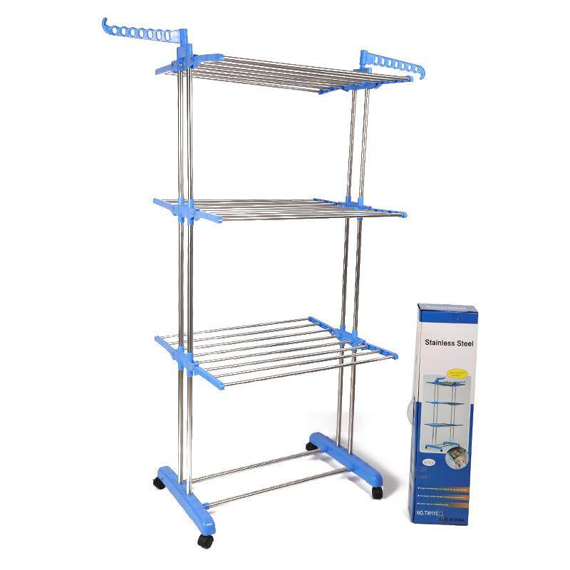 三层毛巾架不锈钢晾衣架可移动带轮翼形晾衣架毛巾晾衣架晒衣架