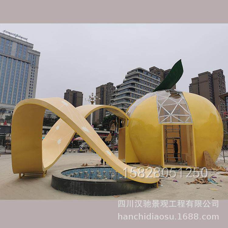 柠檬雕像玻璃钢水果柠檬摆件户外工艺品广场抽象雕塑雕像摆件