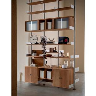 工业风桦木海洋板置物架多层落地收纳柜带抽屉铝型材展示架货架