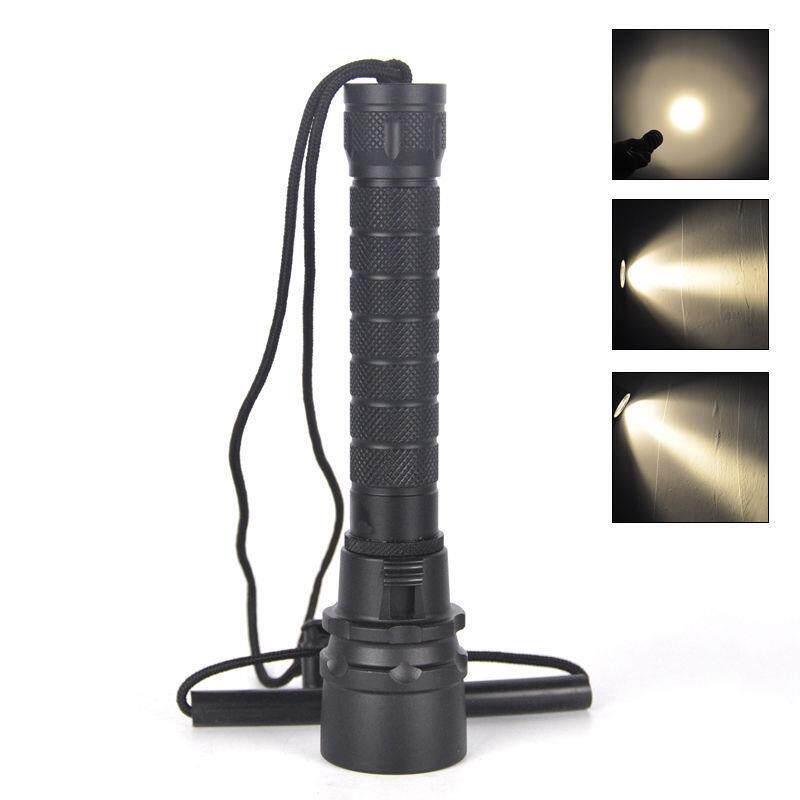 LED潜水手电筒3颗L2磁控开关18650潜水手电黄光远射水下水3灯紫光