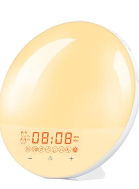 自然日出唤醒灯LED电子闹钟模拟日落白噪音助眠灯七彩氛围夜灯