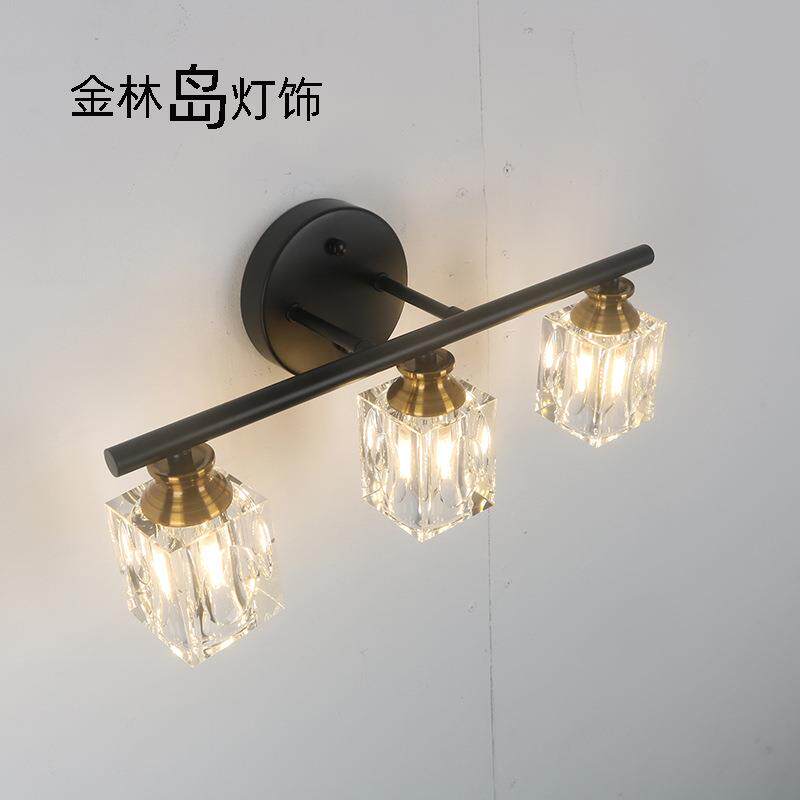 镜前灯美式简约卫生间浴室化妆镜子灯复古工业风水晶壁灯