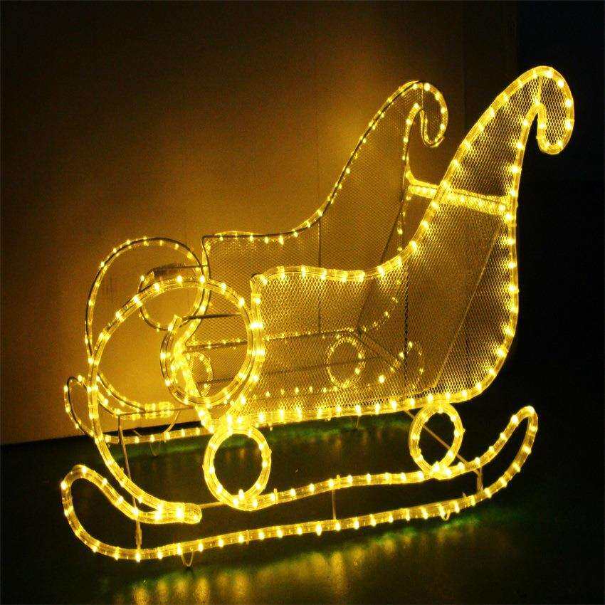 圣诞节铁艺马车摆件LED发光灯光造型欧式创意装饰场景布置