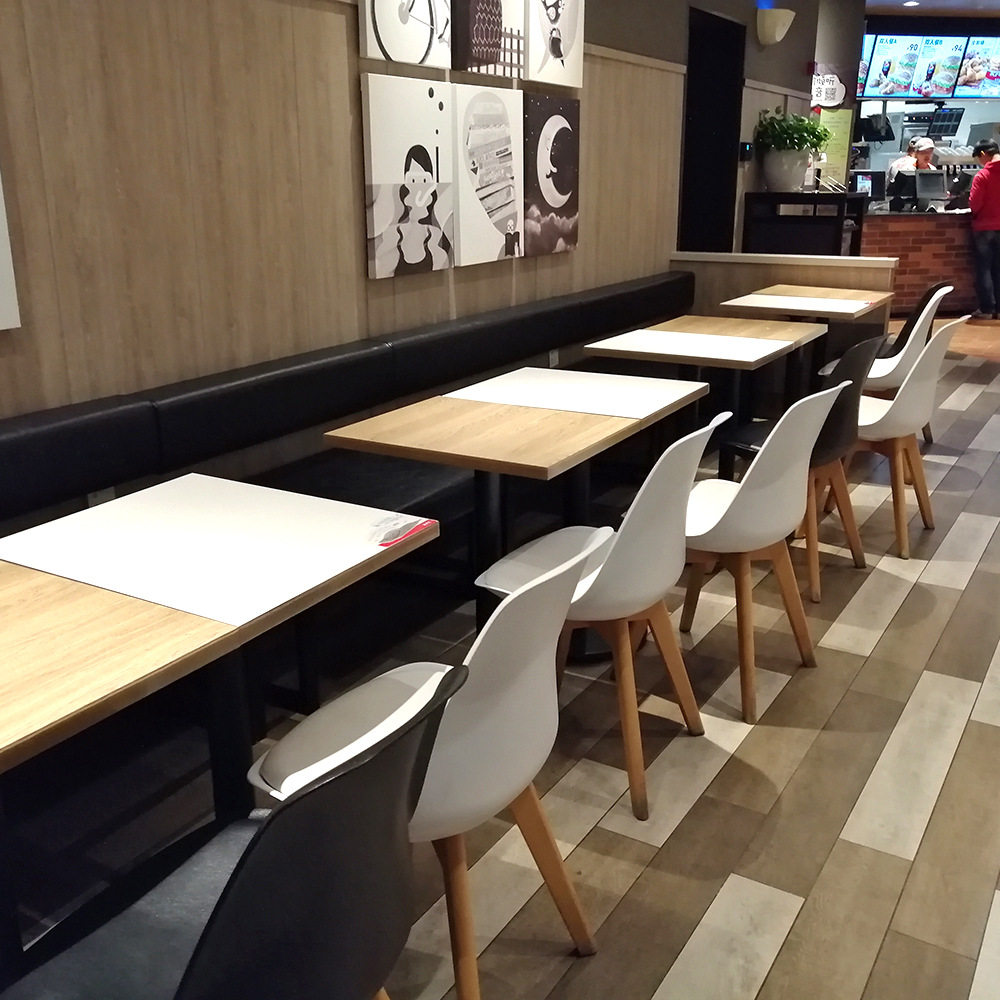 工厂现做餐饮家具 商用现代简约连锁餐饮店炸鸡汉堡店板式餐桌椅