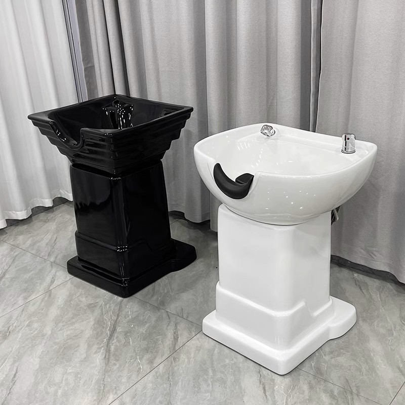 发廊理发店立式洗头床美发洗头盆冲水池冲水盆陶瓷盆配件立柱底座