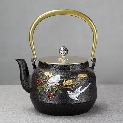 1400ml喜上眉梢铸铁壶养生铁壶茶壶茶具烧水泡茶铁茶壶壶茶水分离