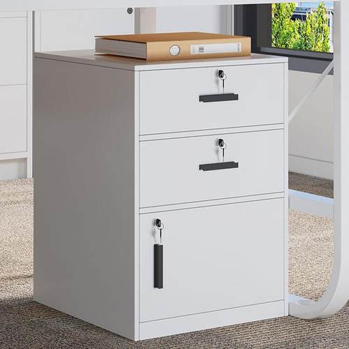 文件柜办公室桌下资料柜带锁储物柜抽屉柜打印机柜桌边柜落地矮柜