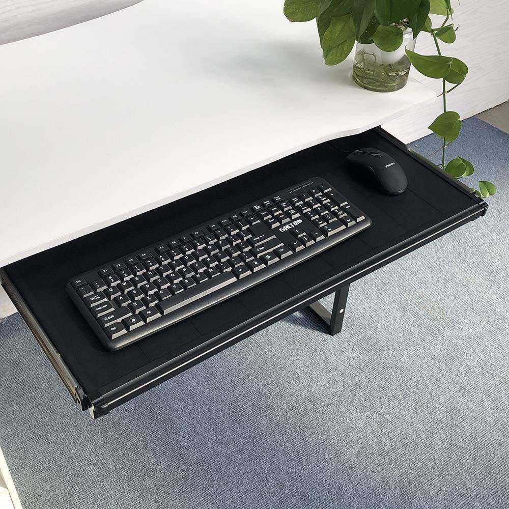 电脑桌键盘托架托板太空铝合金托盘架托静音滚珠吊装二节轨道加厚