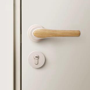 嘉森堡卧室门锁奶油风家用房门锁室内中古风奶白门把手房间木门锁