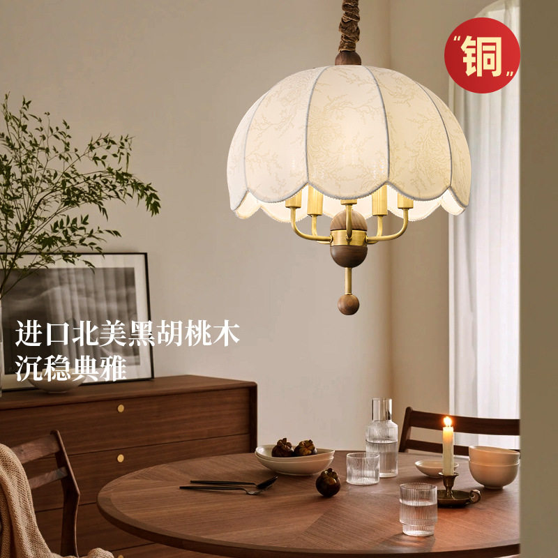 法式复古风卧室吊灯中古新款美式设计师客厅主卧餐桌全铜吧台灯具