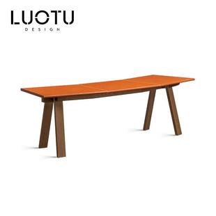 高端马鞍皮款书桌后现代简约轻奢老板办公室书桌椅别墅皮面书桌