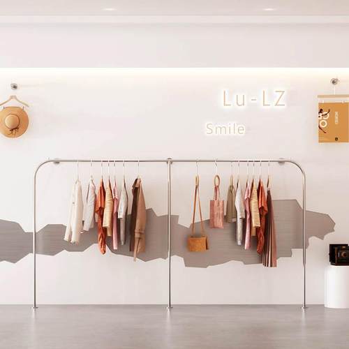 服装店墙壁挂架创意上墙侧挂架不锈钢壁挂式陈列架女装店铺展示架
