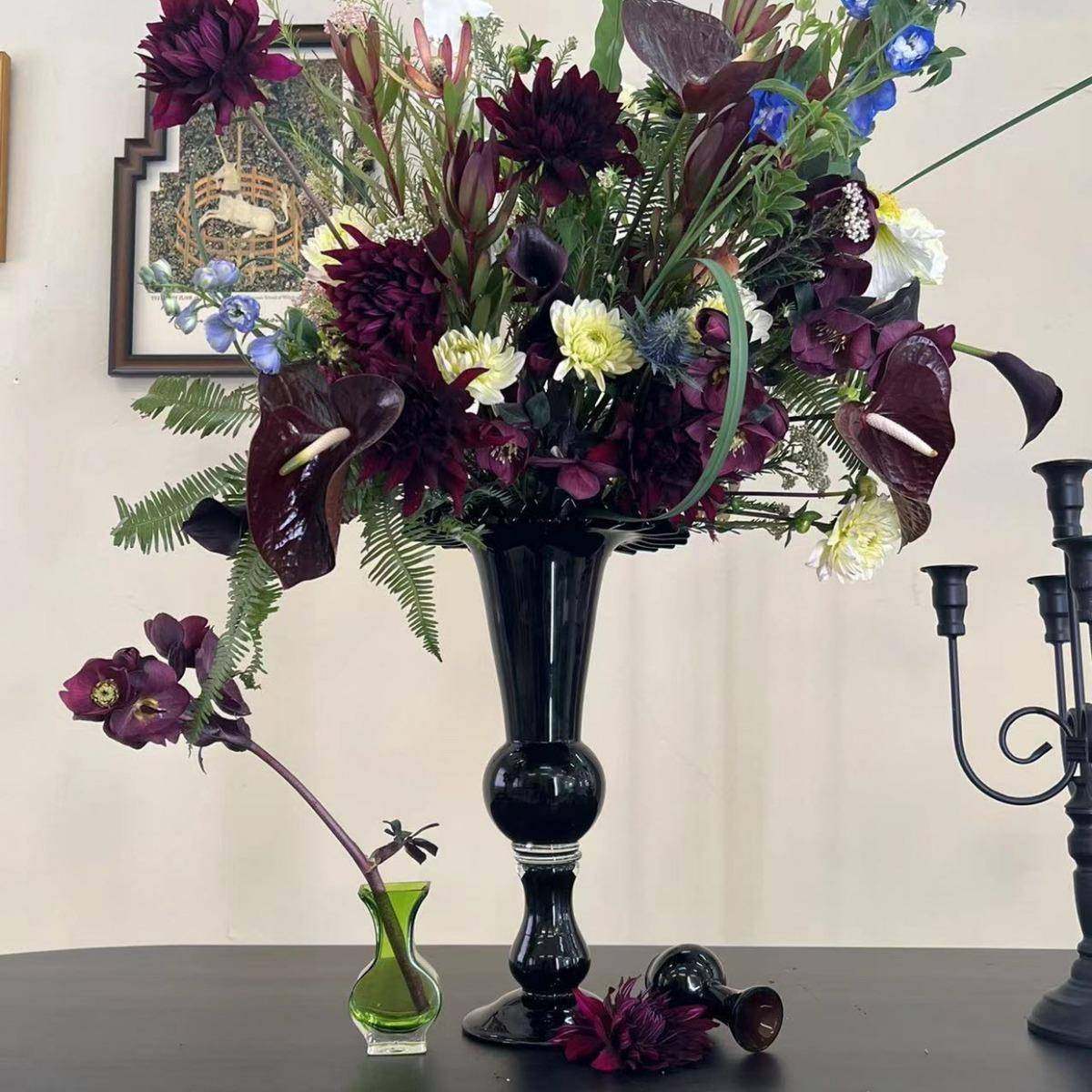 法式中古风复古黑色玻璃花瓶家居样板间软装饰品欧式插花摆件花器,工业油品/胶粘/化学/实验室用品,其他实验室设备,淘宝优惠券,粉丝福利购,淘宝优惠卷