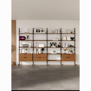 实木书架展示柜一体靠墙2025高端办公家用落地款文件柜分层架金属