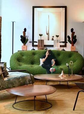 写意空间意式极简弧形布艺网红设计师现代创意黑色ploum贝壳沙发