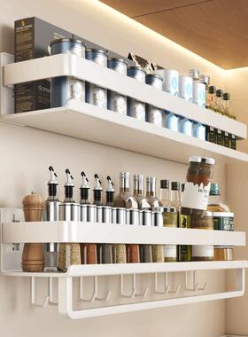 A6L白色厨房置物架调料架免打孔壁挂调味料品多功能墙上调料收纳