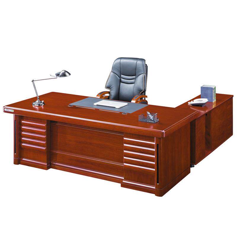 中式实木皮办公室桌油漆红胡桃色办公桌老板桌总裁桌董事长大班台