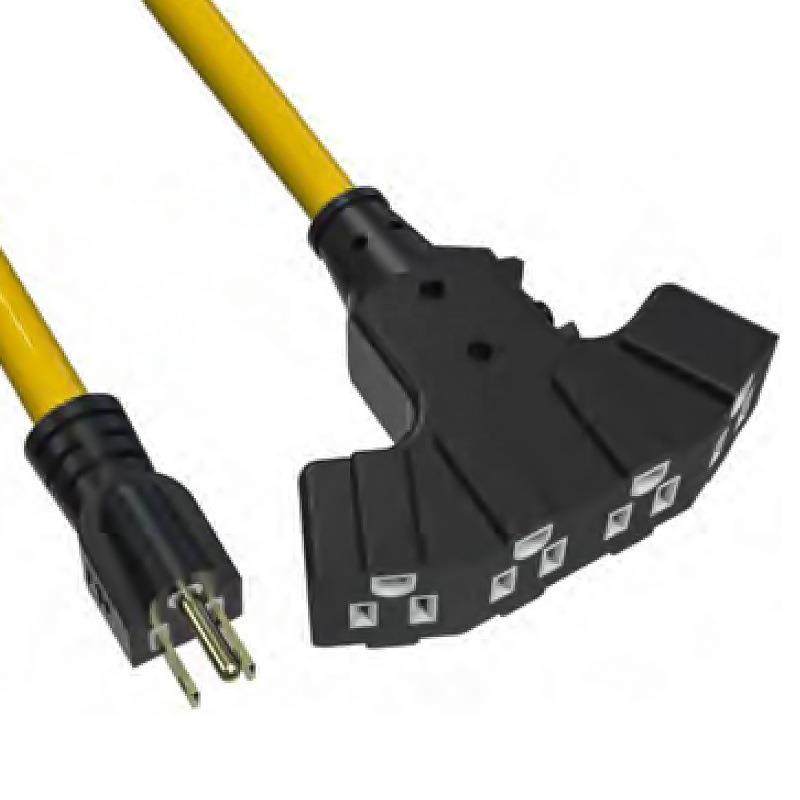 50英尺重型4叉30A发电机延长线至4X家用125/250V发电机适配器线，