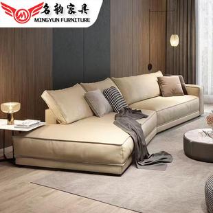 意式 羽绒大转角布达佩斯沙发 极简家用客厅异形真皮沙发设计师款