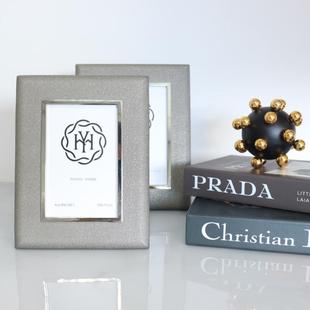 新品 简约样板房相框皮革相框摆台 手工皮相框桌面摆件6寸7寸时尚