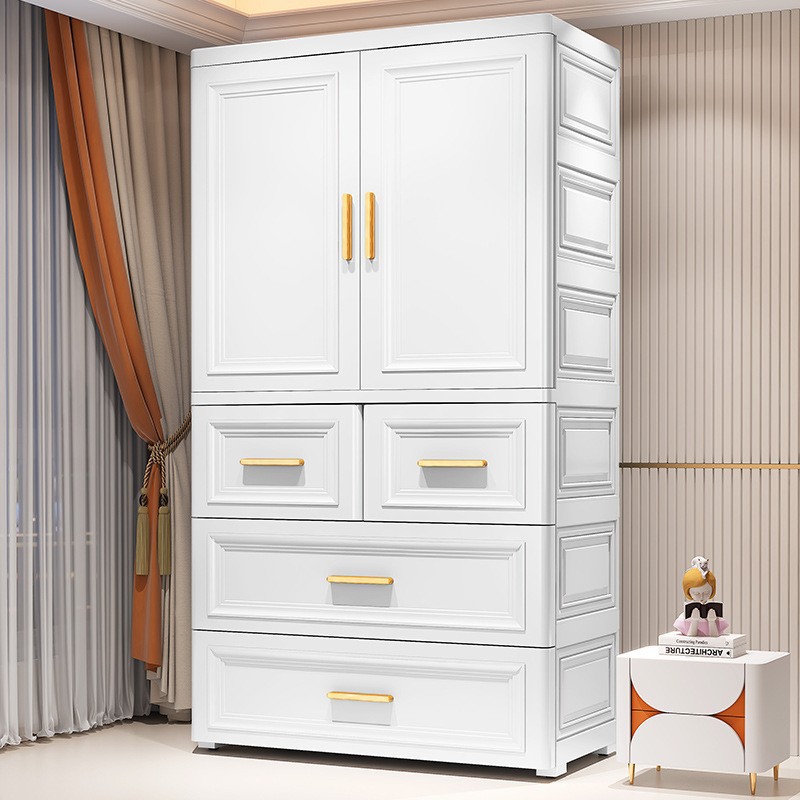 欧式收纳柜70宽整理柜开门抽屉式衣柜落地带轮简易衣柜多层储物柜