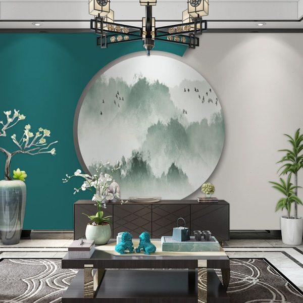 新中式背景墙壁纸客厅大气几何电视墙壁布沙发影视墙山水墙布壁画,家装主材,无纺布墙纸,淘宝优惠券,粉丝福利购,淘宝优惠卷