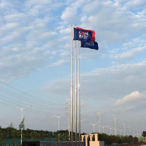 不锈钢户外旗杆电动遥控升降配件学校广告12米定制底座手摇滑轮