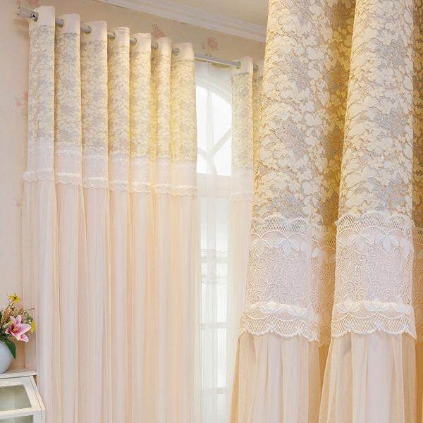 田园韩式清新纯色窗帘蕾丝现代双层雪纺卧室简北欧飘窗背景帘,纺织面料/辅料/配套,纺织机械配件,淘宝优惠券,粉丝福利购,淘宝优惠卷