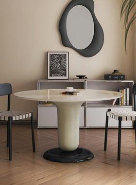 LDAD北欧实木圆形餐桌椅组合现代简约小户型设计师钢琴烤漆饭桌子