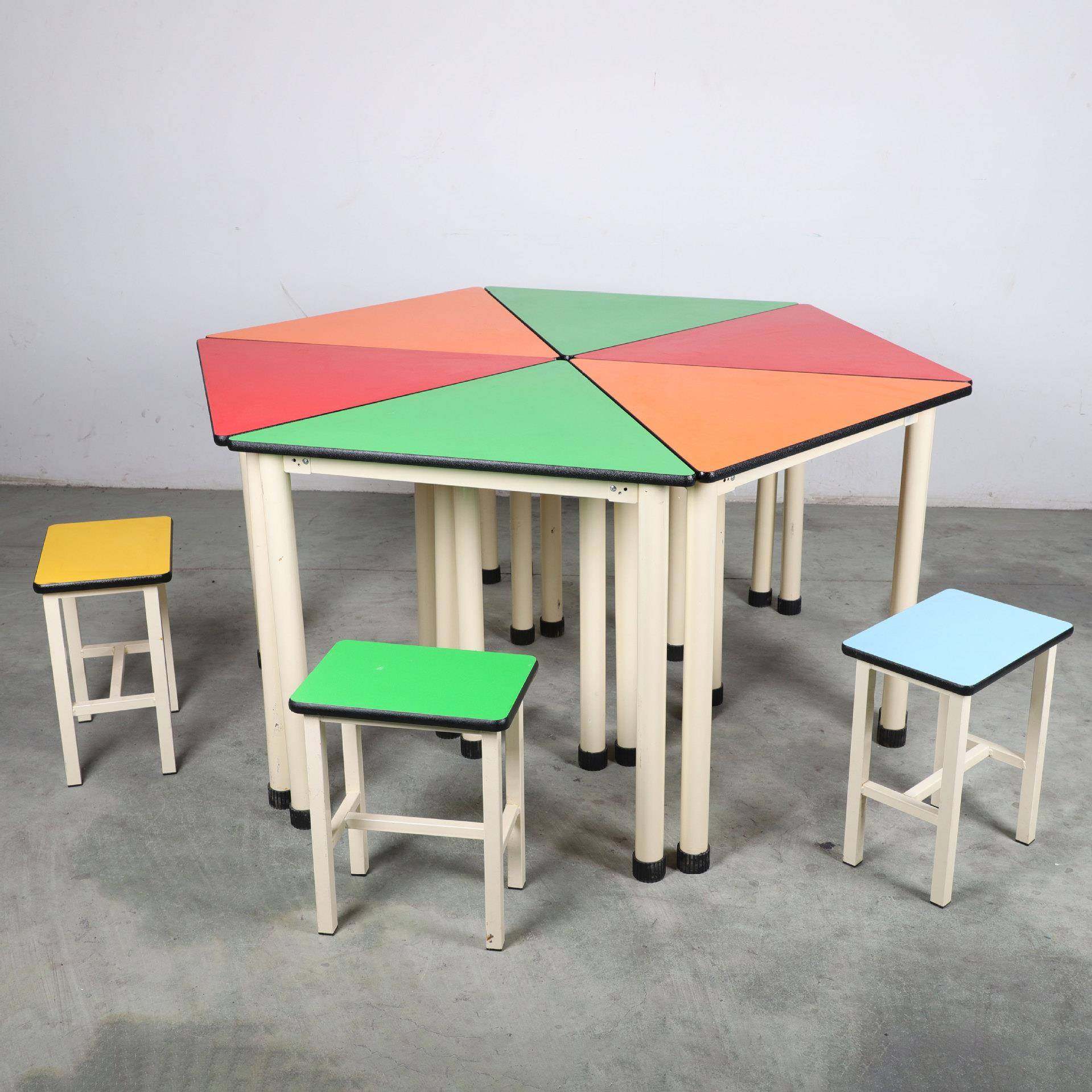 博力教学设备直销学生实木桌椅套装学习美术彩色六角拼桌异形桌凳,机械设备,其他机械设备,淘宝优惠券,粉丝福利购,淘宝优惠卷