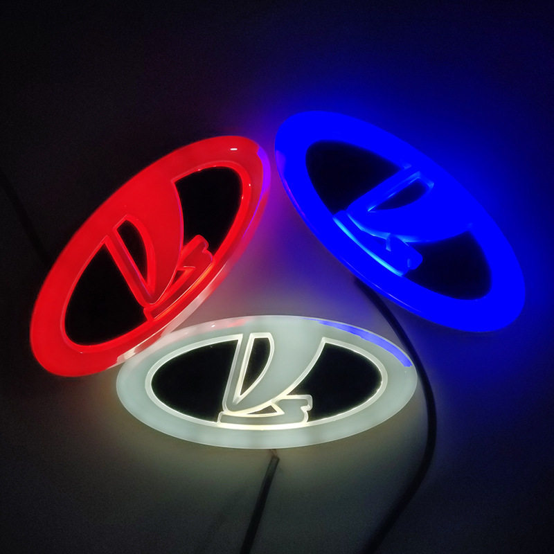 车标灯适用拉达车标灯拉达LADA4D冷光LED汽车中网发光车标灯批发