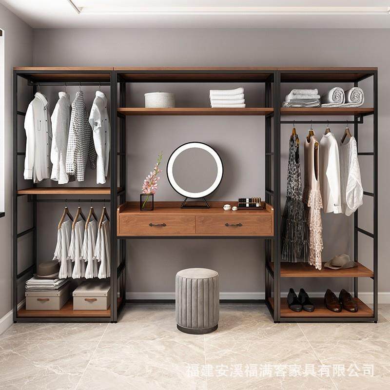 开放式衣柜家用卧室金属轻奢衣帽间梳妆台一体走入式实木衣橱转角,纺织面料/辅料/配套,纺织机械配件,淘宝优惠券,粉丝福利购,淘宝优惠卷