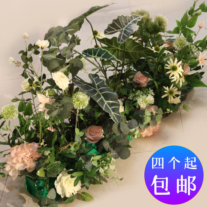 新款婚庆路引花排仿真花艺森系绿植排花商场酒店布置走廊T台花