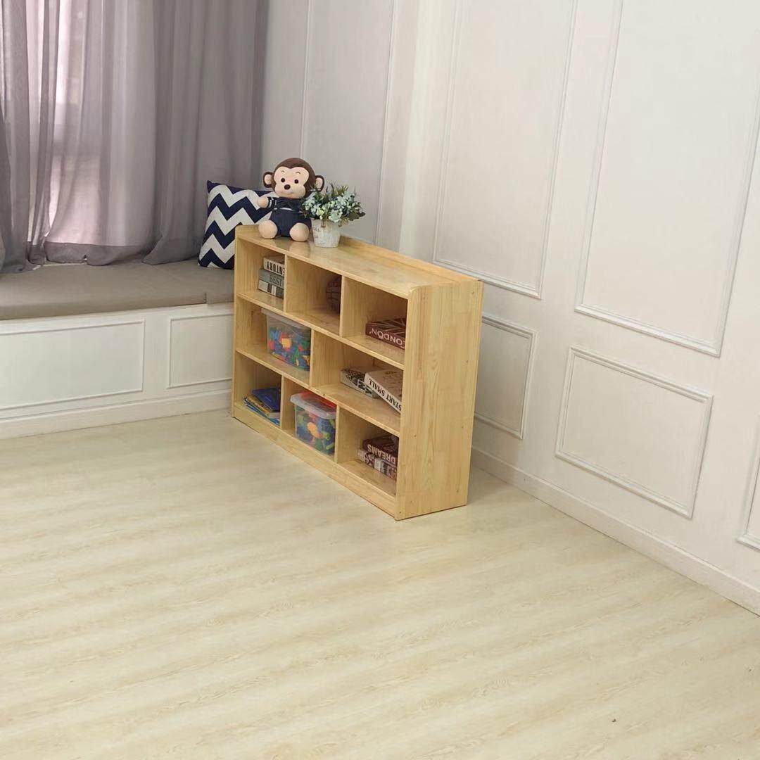 幼儿园实木樟子松柜橡胶木组合柜区角柜六格柜书包柜单面书架