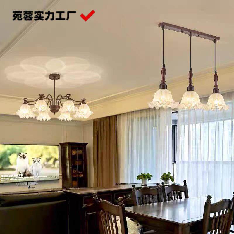 美式复古古风客厅创意法式田园铃兰餐厅花朵大气卧室吊灯灯具