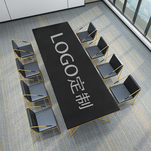 桌面LOGO简约铁艺办公桌公司职员会议洽谈桌多人办公电脑桌