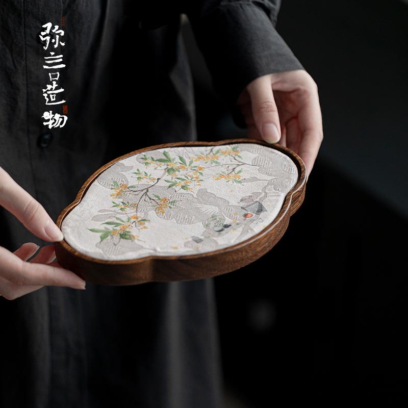 弥言胡桃木干泡盘实木壶承小型茶台香云纱茶席壶承垫子实木托盘垫