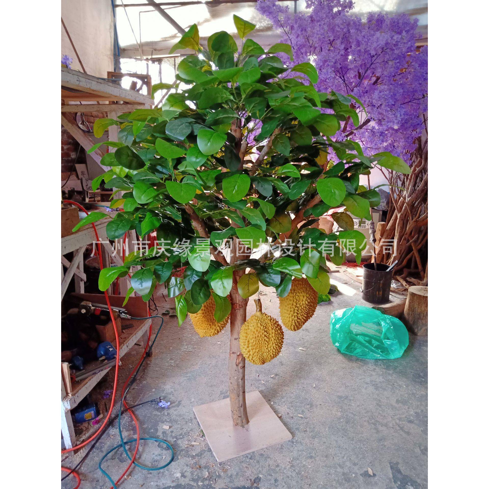 仿真榴莲树实木假树超市水果店大型绿植造景假榴莲果树室内摆件树