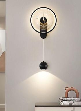 插头式LED壁灯创意时钟设计黑色壁挂式照明装饰客厅餐厅办公室灯