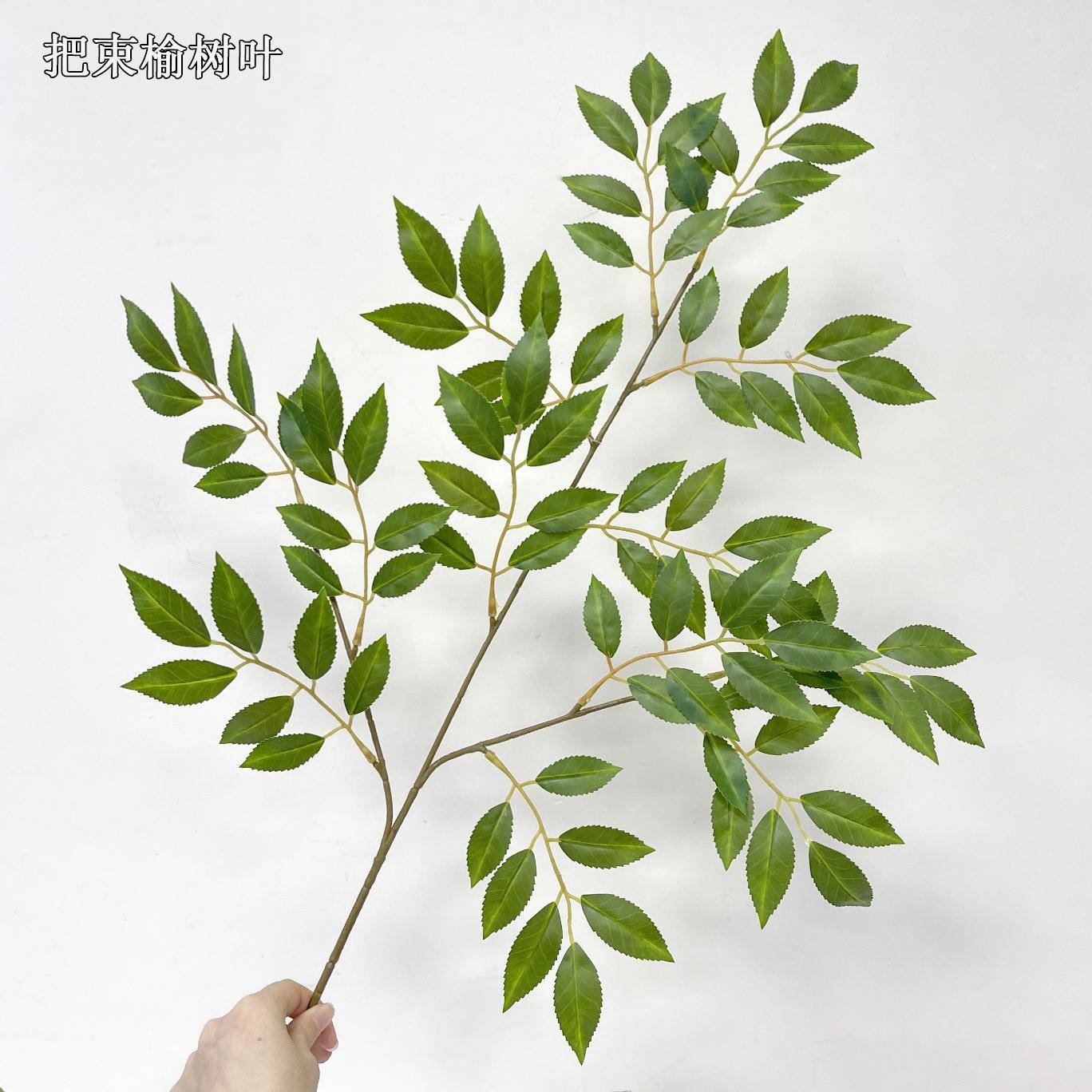 仿真榆树叶一把12支工程造景做树用叶子塑料叶品质好枝叶
