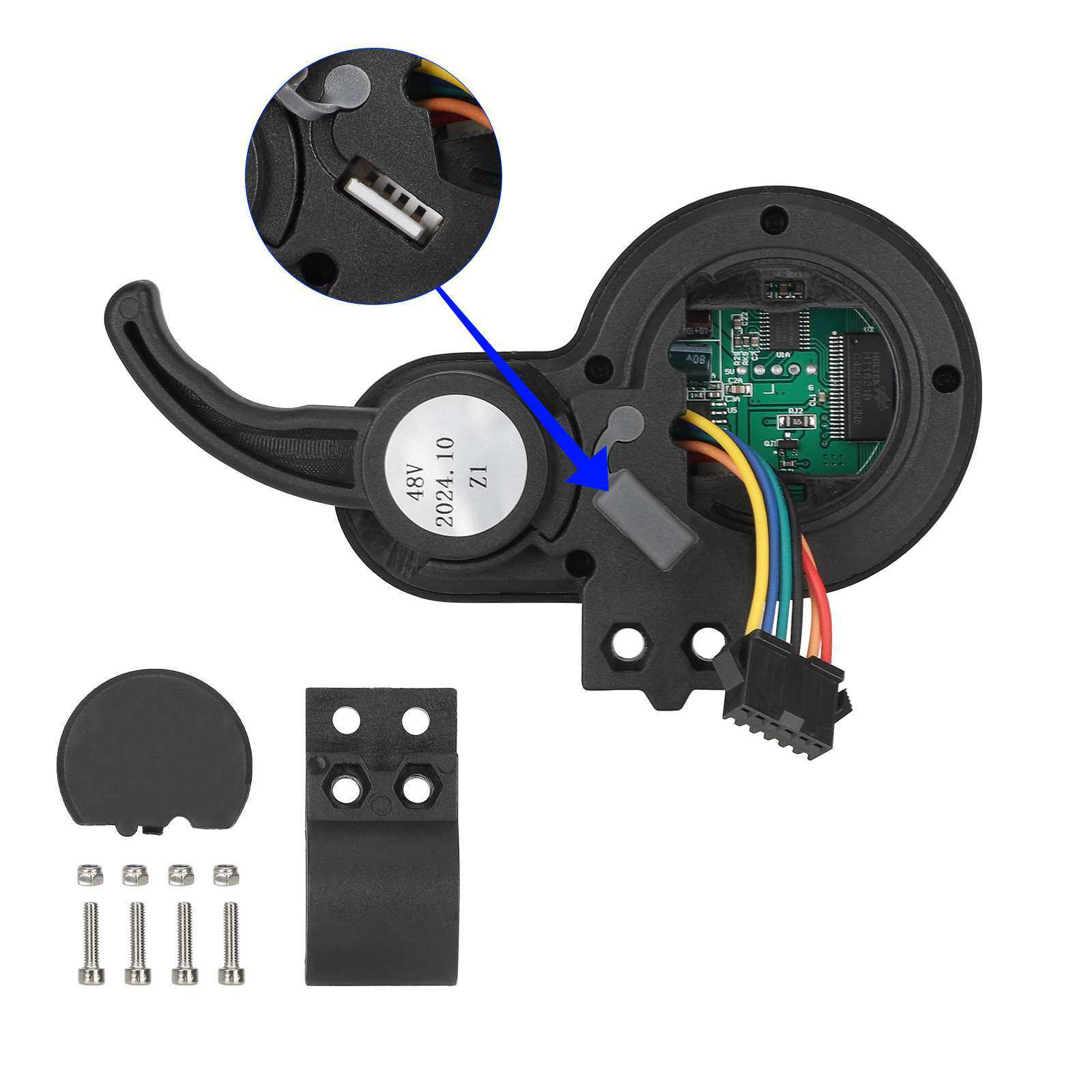 电动滑板车吉品黑色扁头6芯36V-60V仪表适用于KaaboMantis8