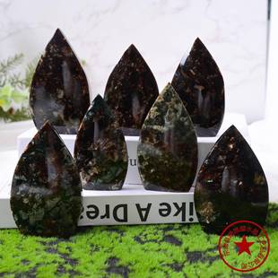 天然水晶金云母水滴状摆件装饰品家居办公原石矿石原厂热销