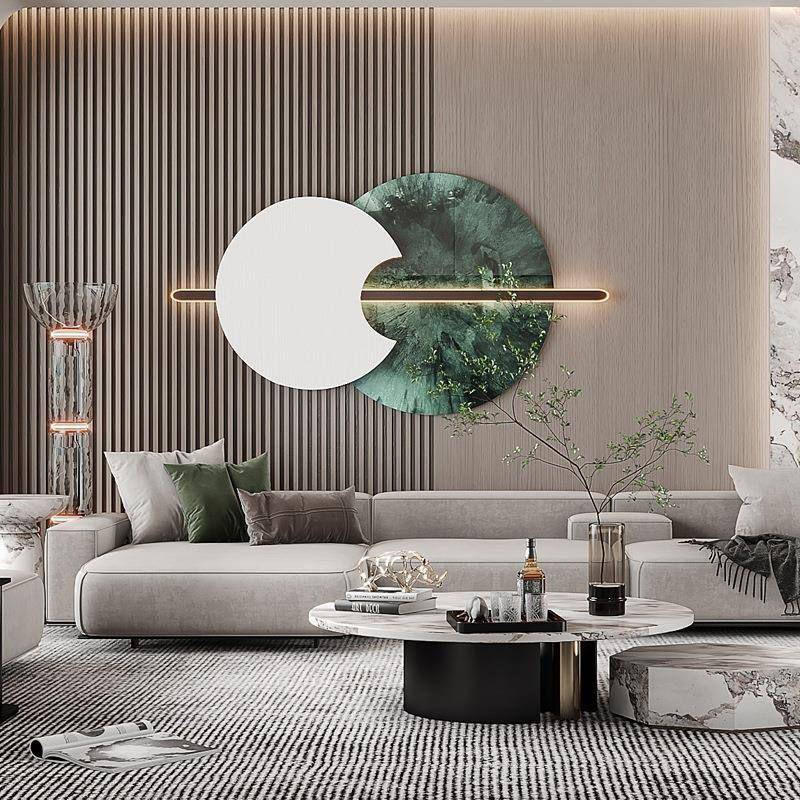 立体墙面金属背景挂件沙发墙上创意带灯墙面装饰壁挂床头玄关饰品