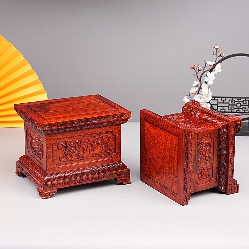 花梨木八宝金刚佛像底座实木雕刻观音财神关公摆件金刚莲花台底座