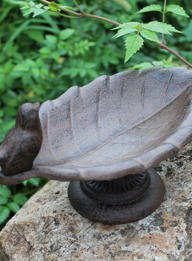 欧式铸铁小鸟叶子烛台烟缸鸟食盆家居庭院装饰摆件