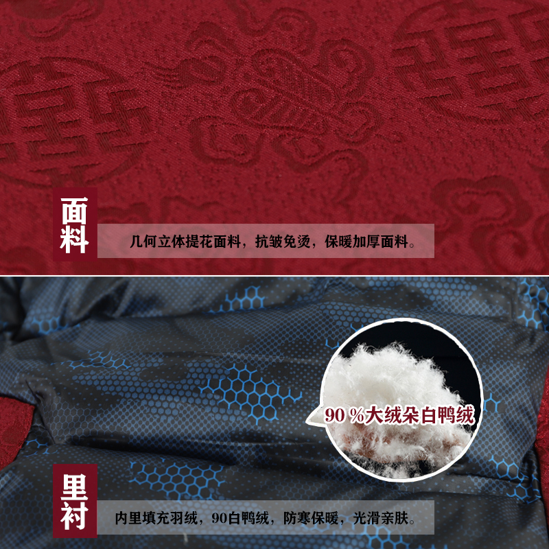 中国风唐装男士中老年羽绒服爸爸冬装外套老人生日过寿星爷爷套装