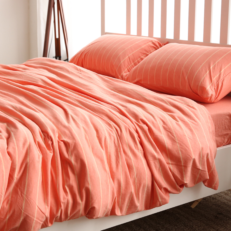 天竺棉裸睡纯棉四件套日式简约针织棉被套床笠全棉双人床单款床品