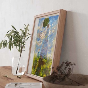 装 女人 饰艺术挂画相框摆台客厅挂件潮 撑阳伞 喵喵艺术画莫奈